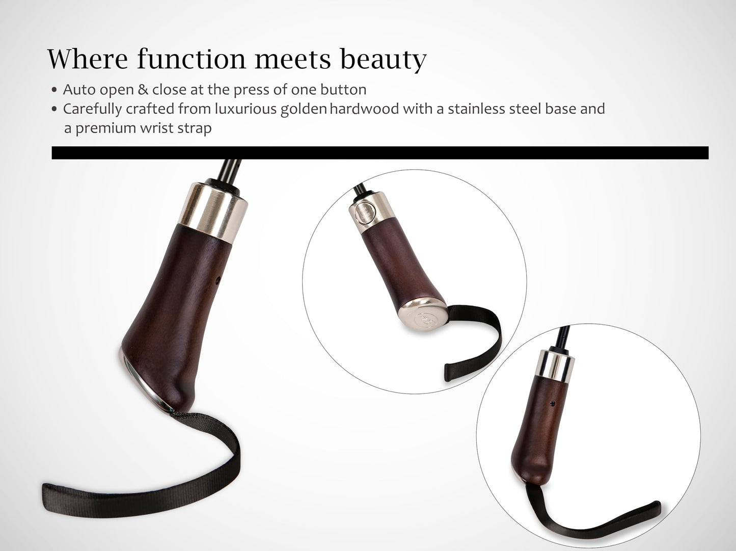 Houndstooth Umbrella With Hardwood Handle