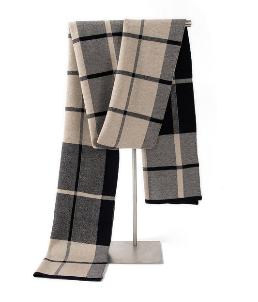 Merino Wool Tartan Plaid Knitted Scarf