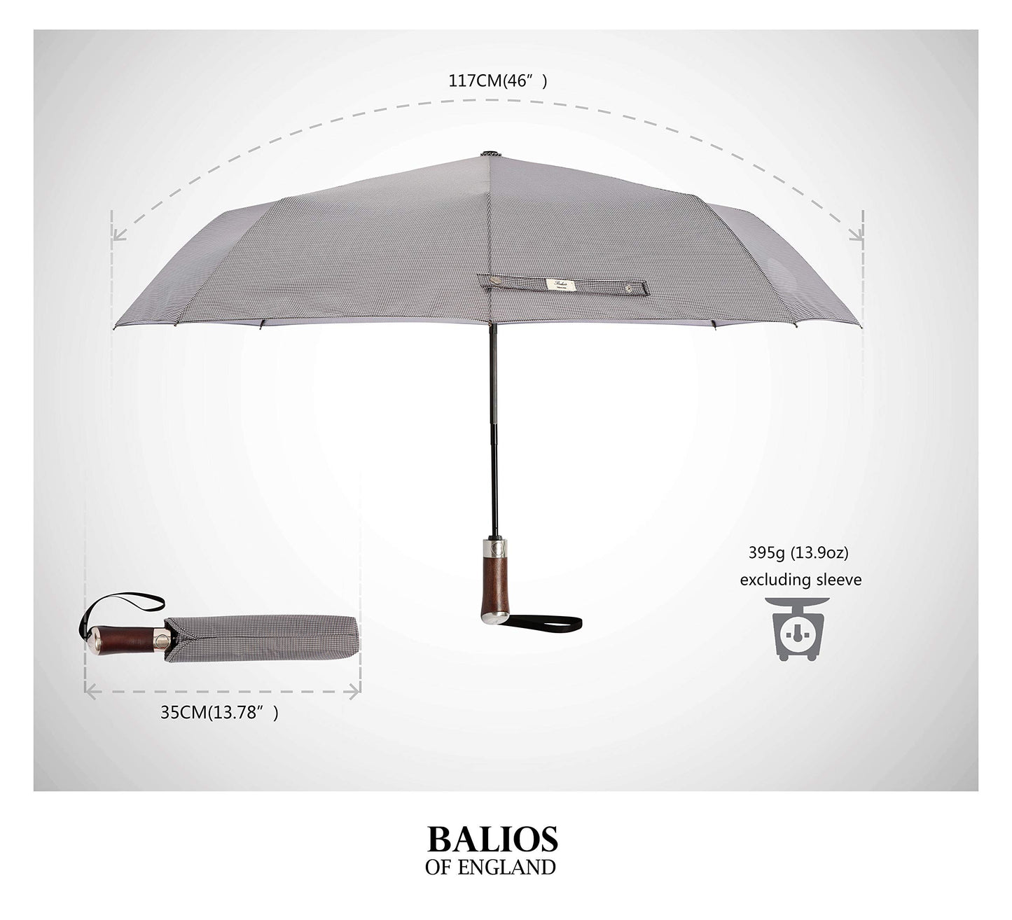 Houndstooth Umbrella With Hardwood Handle