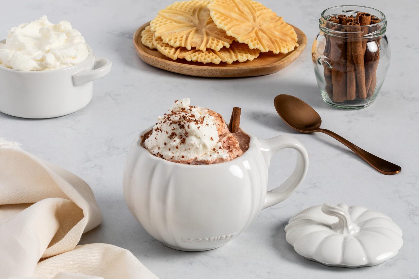 Le Creuset Stoneware Pumpkin Mug with Lid