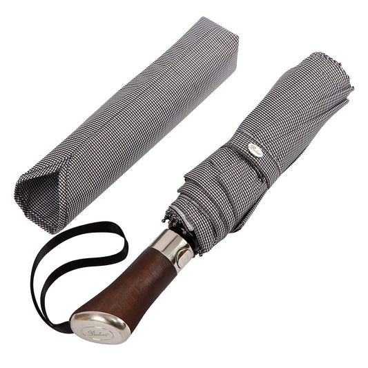 Houndstooth Umbrella With Hardwood Handle