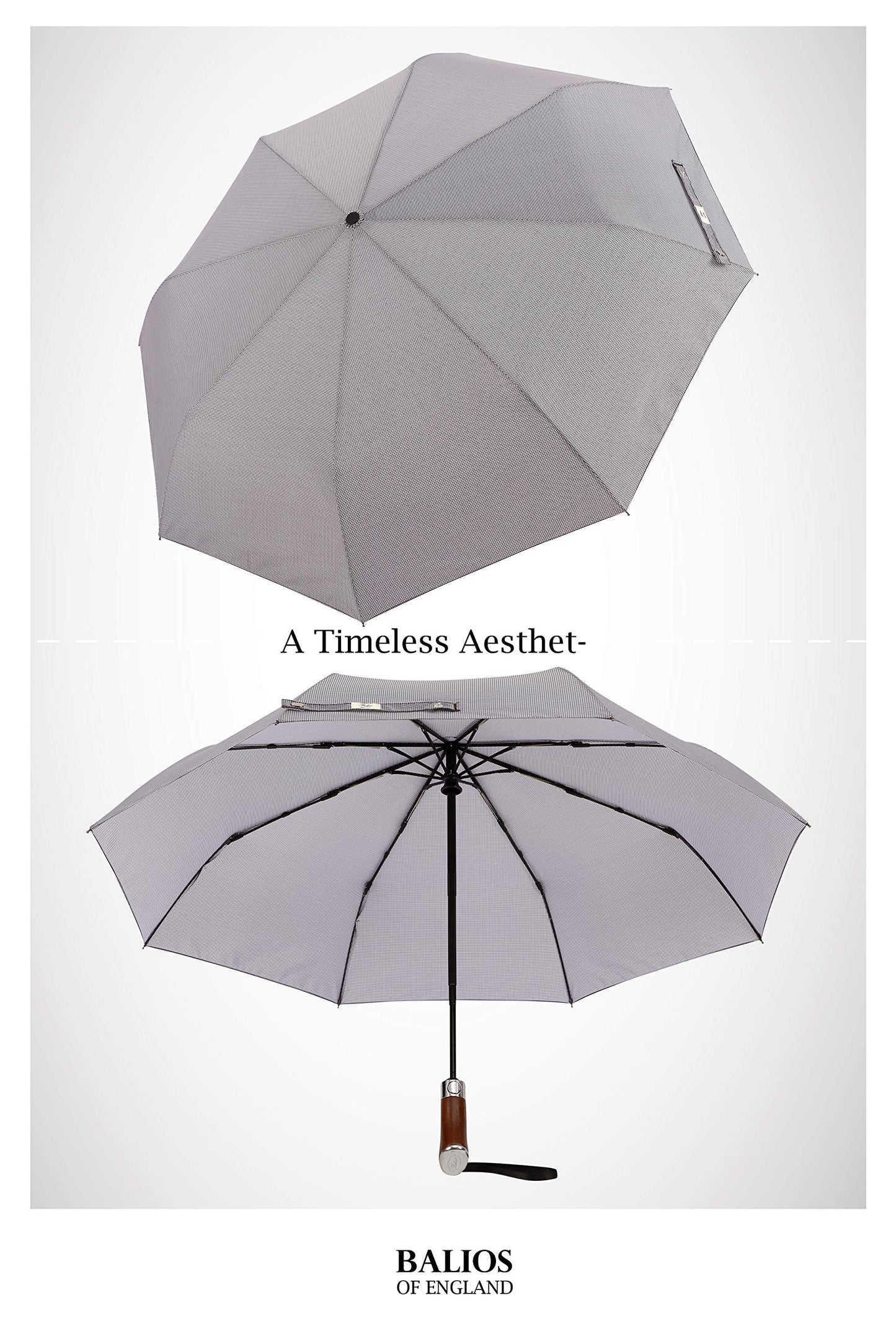 Houndstooth Umbrella With Hardwood Handle