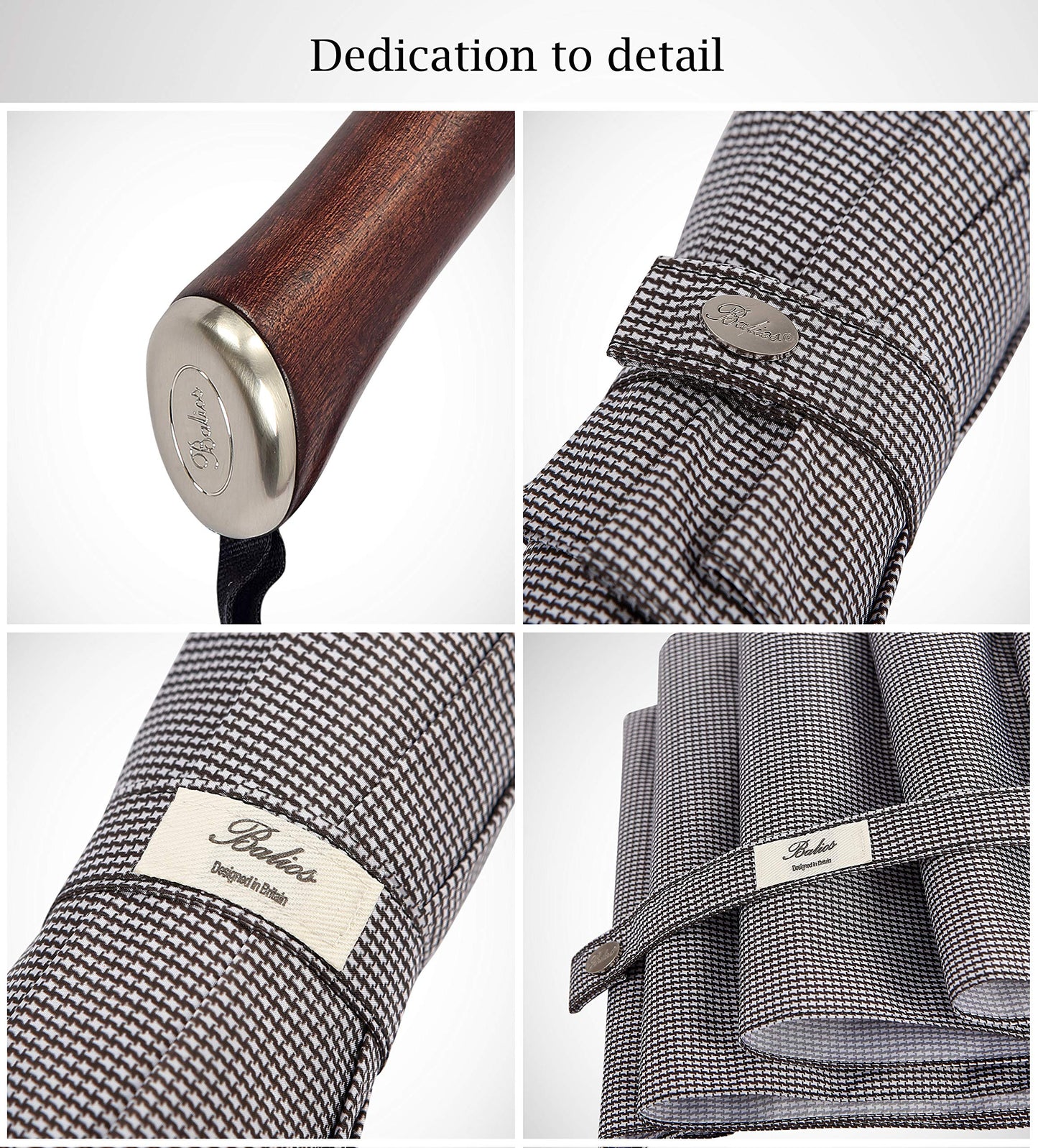 Houndstooth Umbrella With Hardwood Handle